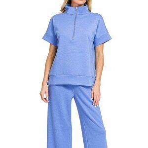 Zenana Scuba High Neck Half‎ Zip Top & Pants Set